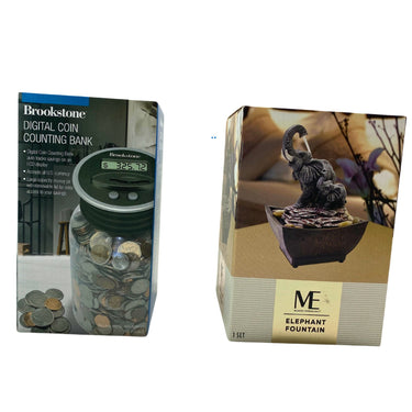 Brookstone Digital Coin Counting Bank and Me Elephant Fountain Mix